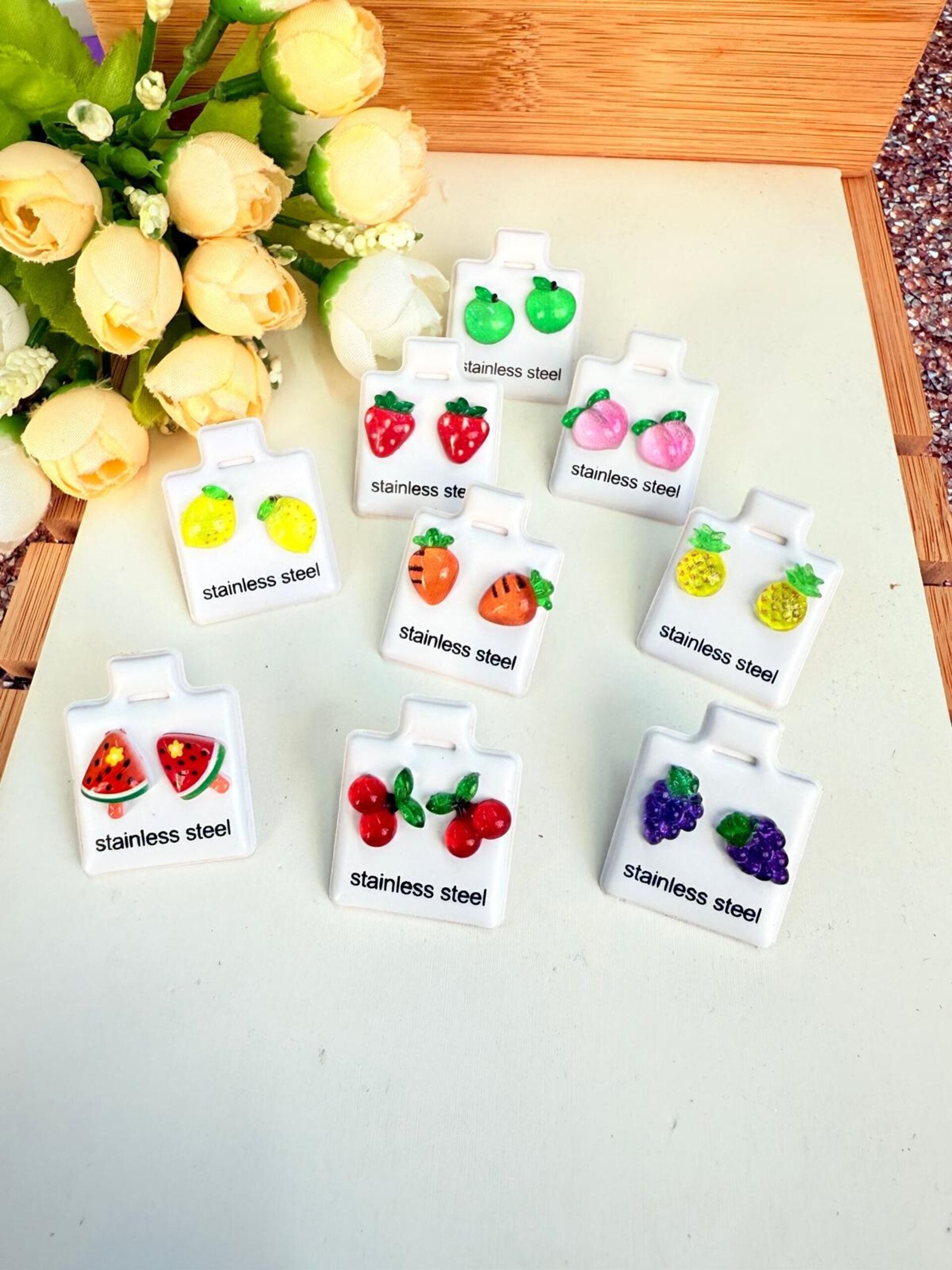 PENDIENTES FRUTAS ACERO - 11